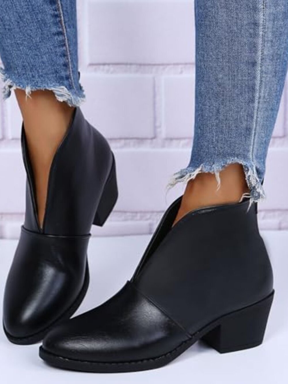 ๐ Women's Ankle Boots Chunky Low Heel Comfortable Vintage Casual Short Ankle - Picture 2 of 2